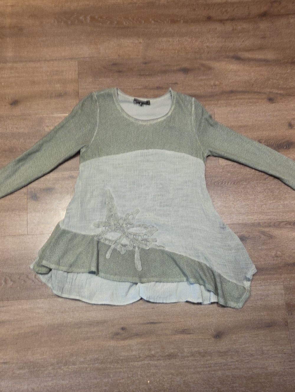 Light Sage Green Layered Knit Sweater Top